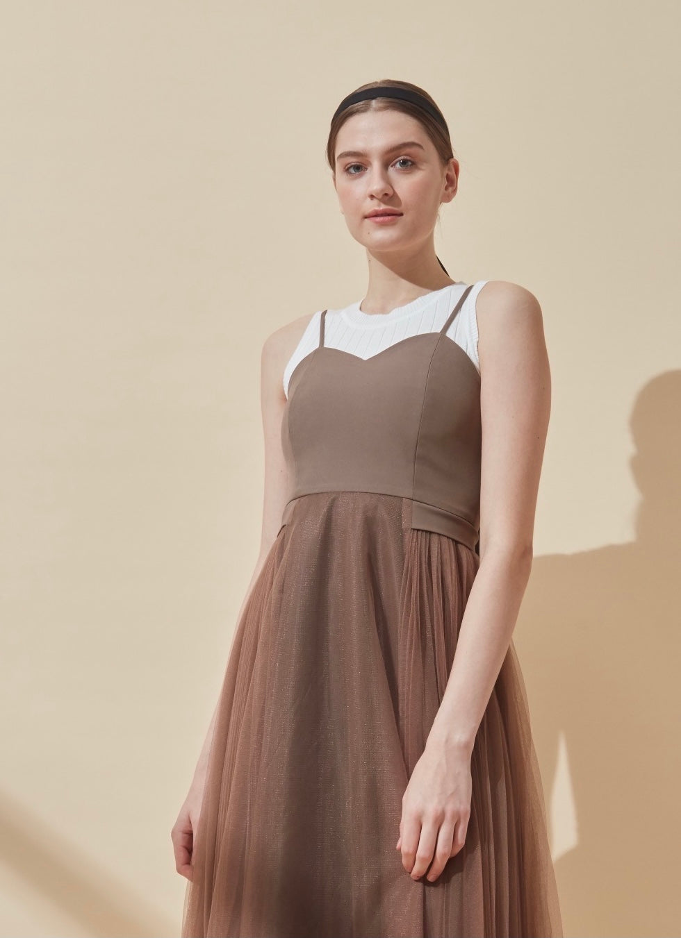 Maxi Dress In Khaki Mesh