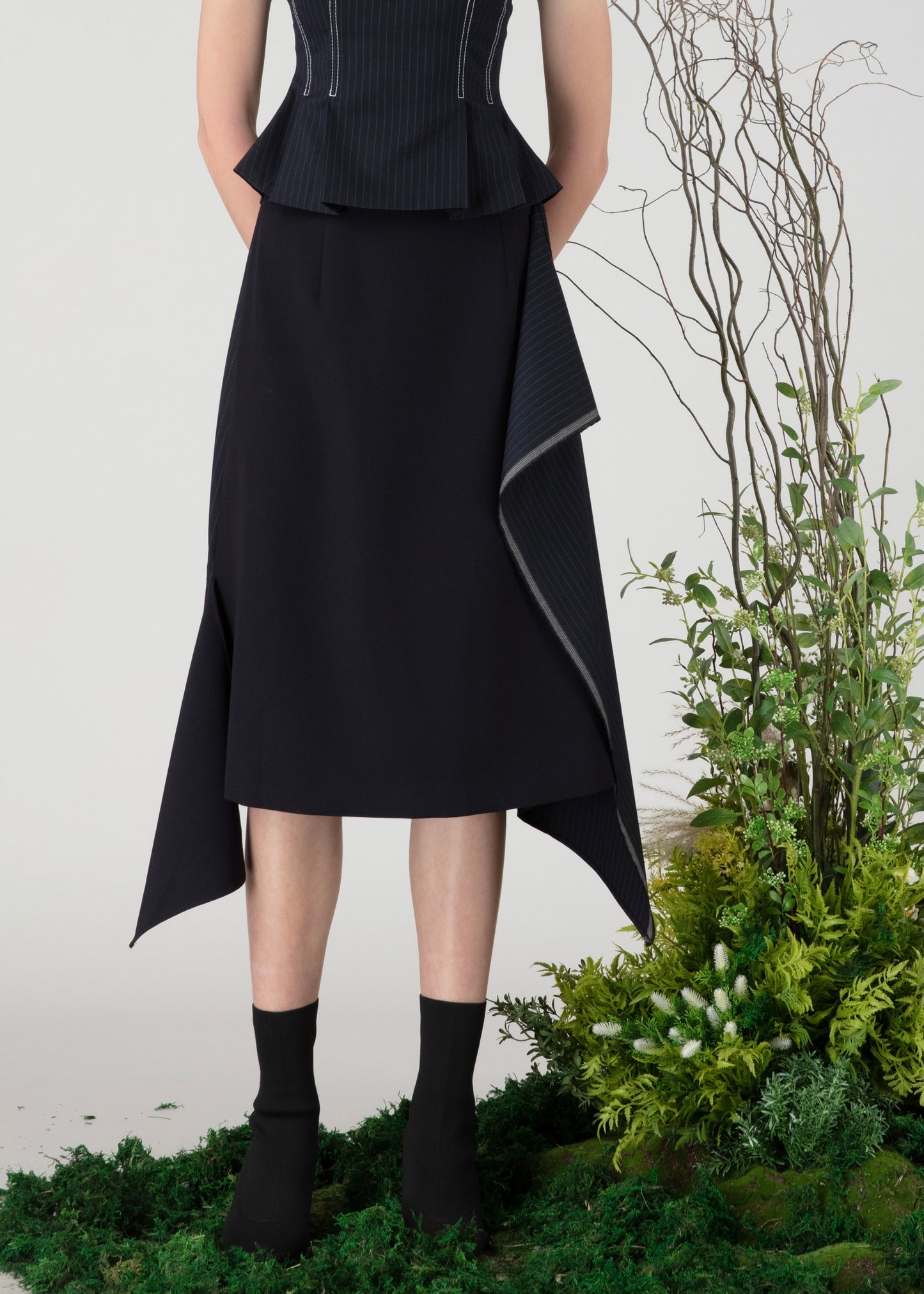 Checked Pattern Asymmetrical Skirt