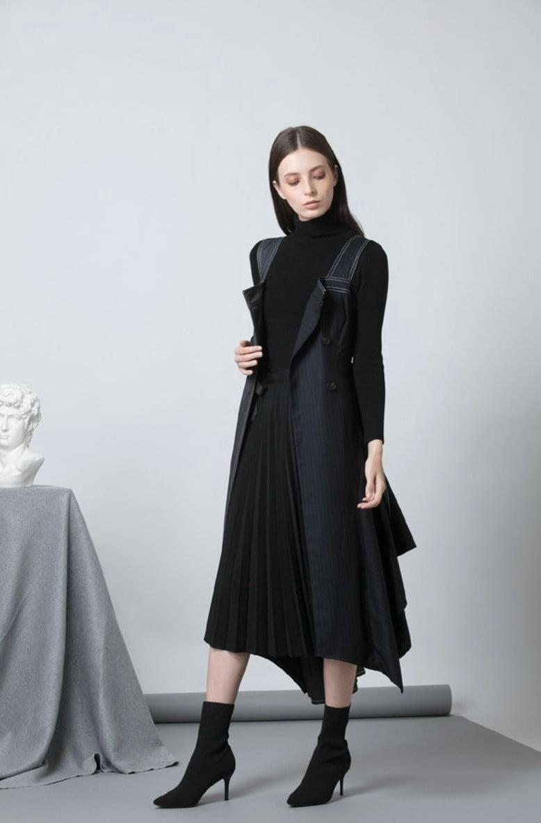 Checked Pattern Asymmetrical Dress