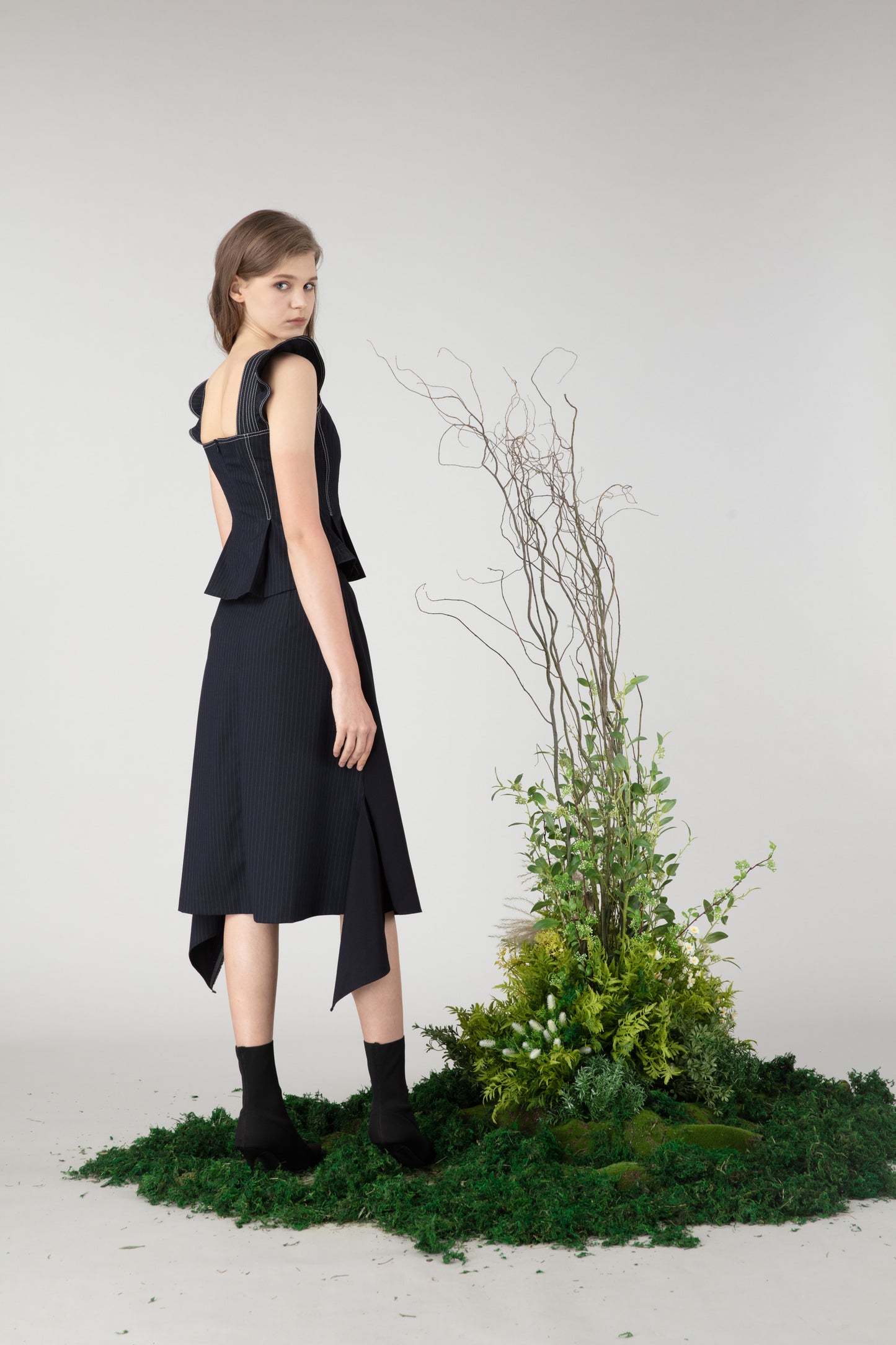 Checked Pattern Asymmetrical Skirt