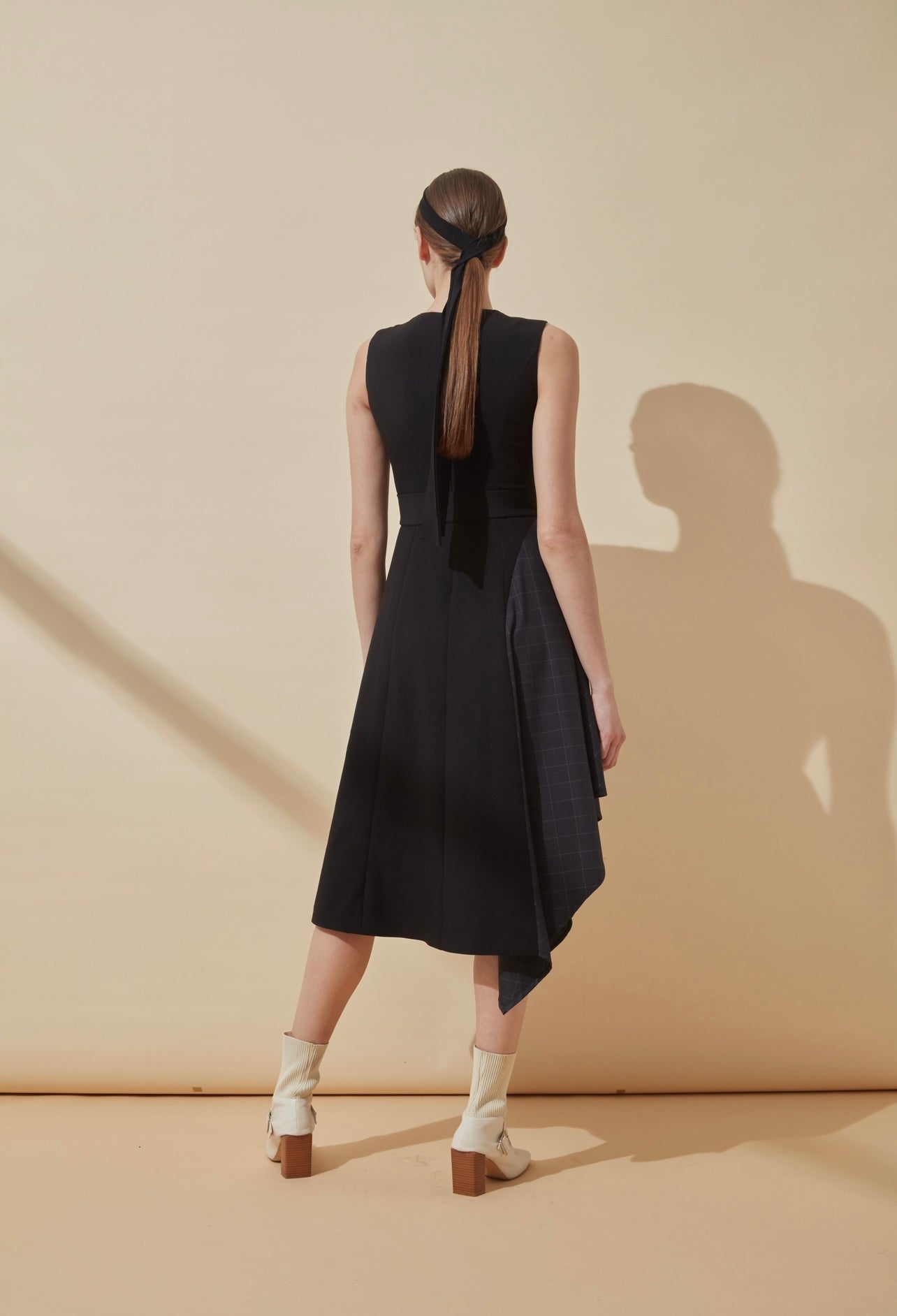 Checked pattern midi dress