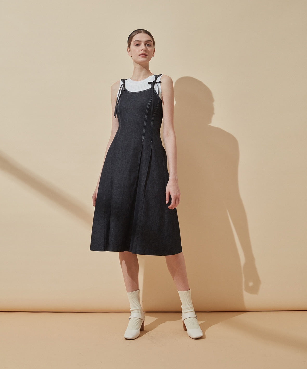 Ribbon Corset Denim Dress