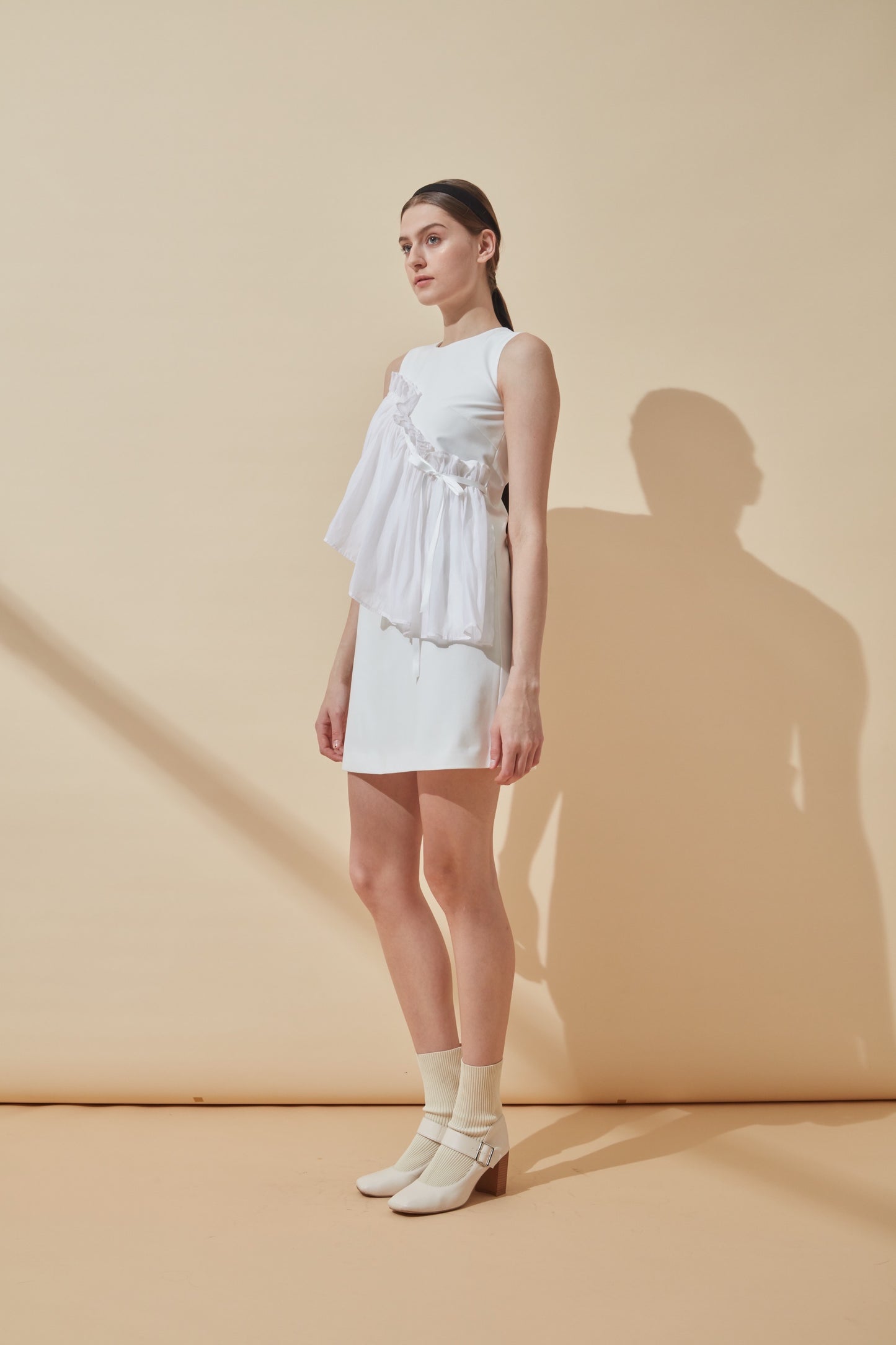 Mini dress with organza ruffles