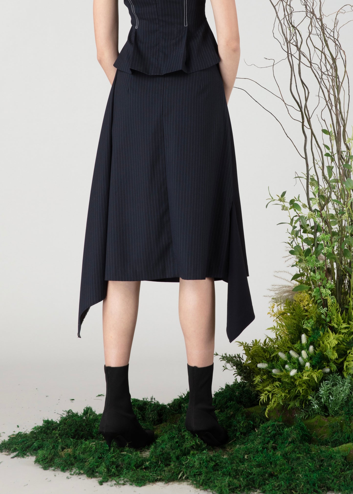 Checked Pattern Asymmetrical Skirt